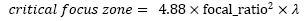 cfz = 4.88 x f-ratio^2 x wavelength