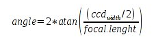 angle = 2*atan((CCD width/2) / Focal Length Scope)